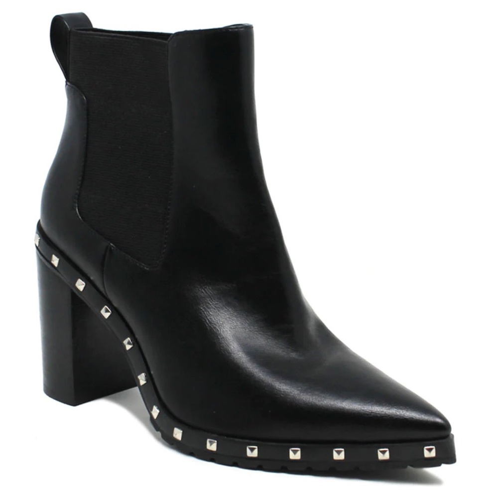 CHARLES David Leather Studded Block Heel Bootie Size 71/2 Cool casual look✨